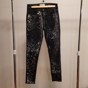 Lola Black & Silver Sequin Skinny Jeans Size 6 - Sparkly Party Denim